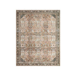 The Wynter Auburn / Multi area rug showcases a one-of-a-kind vintage or antique area rug look power-loomed of 100% polyester. This rug brings in tones of orange, brown, black, and hints of blue. The rug is ideal for high traffic areas such as living rooms, dining rooms, kitchens, hallways, and entryways.