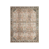 The Wynter Auburn / Multi area rug showcases a one-of-a-kind vintage or antique area rug look power-loomed of 100% polyester. This rug brings in tones of orange, brown, black, and hints of blue. The rug is ideal for high traffic areas such as living rooms, dining rooms, kitchens, hallways, and entryways.