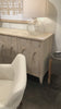With four doors opening to shelves, this Montes Sideboard brings a beautiful and functional piece to the any dining room, living room, or other area.  Reclaimed White Pine Grey White Water Based Sealed Finish Amethyst Home celebrates natural materials, which often comes with beautiful imperfections. Each piece is made uniquely for you, please expect some variation and character -- we embrace the design approach of Wabi Sabi  Size: 79"l x 18"d x 33"h 