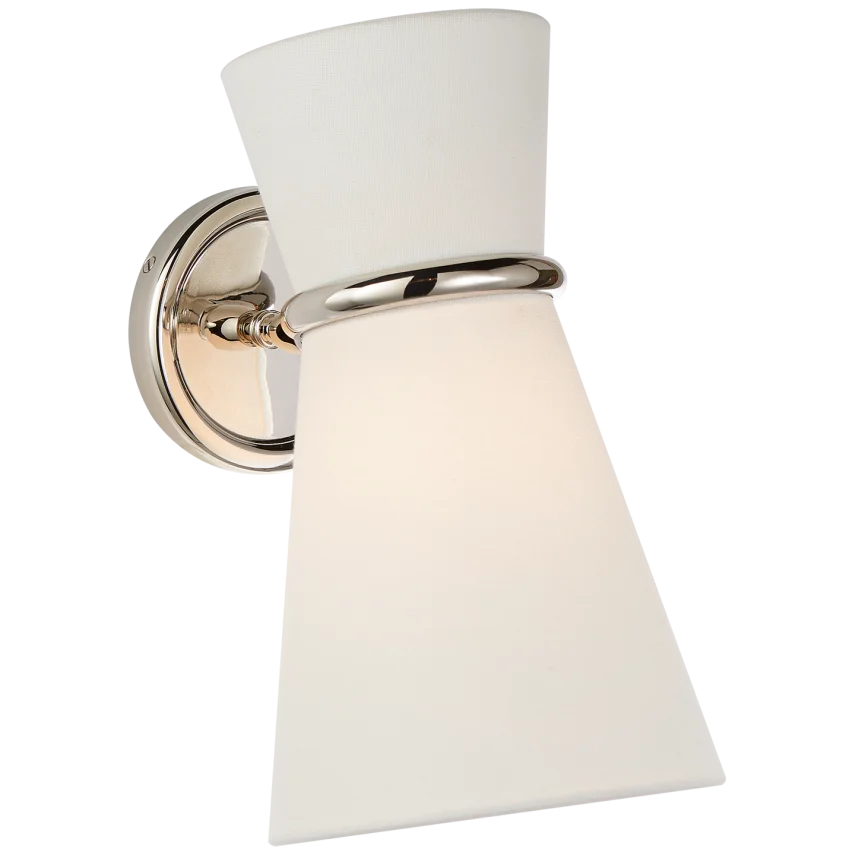 Featuring Clarkson Small Single Pivoting Sconce by Visual Comfort at Amethyst Home. The Clarkson by AERIN presents a minimalist form and offers a variety of lighting positions. Soft, even lighting emanates from slender shades, while brass and matte details suggest a slightly dramatic flair. This is a sophisticated choice for hallways, home libraries, o.  Amethyst Home provides interior design, new home construction design consulting, vintage area rugs, and lighting in the Winter Garden metro area.