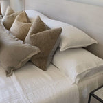 Crafted in Portugal, the Nantucket White Matelasse by Pom Pom at Home is a modern take on the matelasse with its beautiful interwoven weave. We love the soft, puckered appearance this brings to a bedroom.  100% cotton. Machine wash cold; tumble dry low; warm iron as needed. Do not bleach