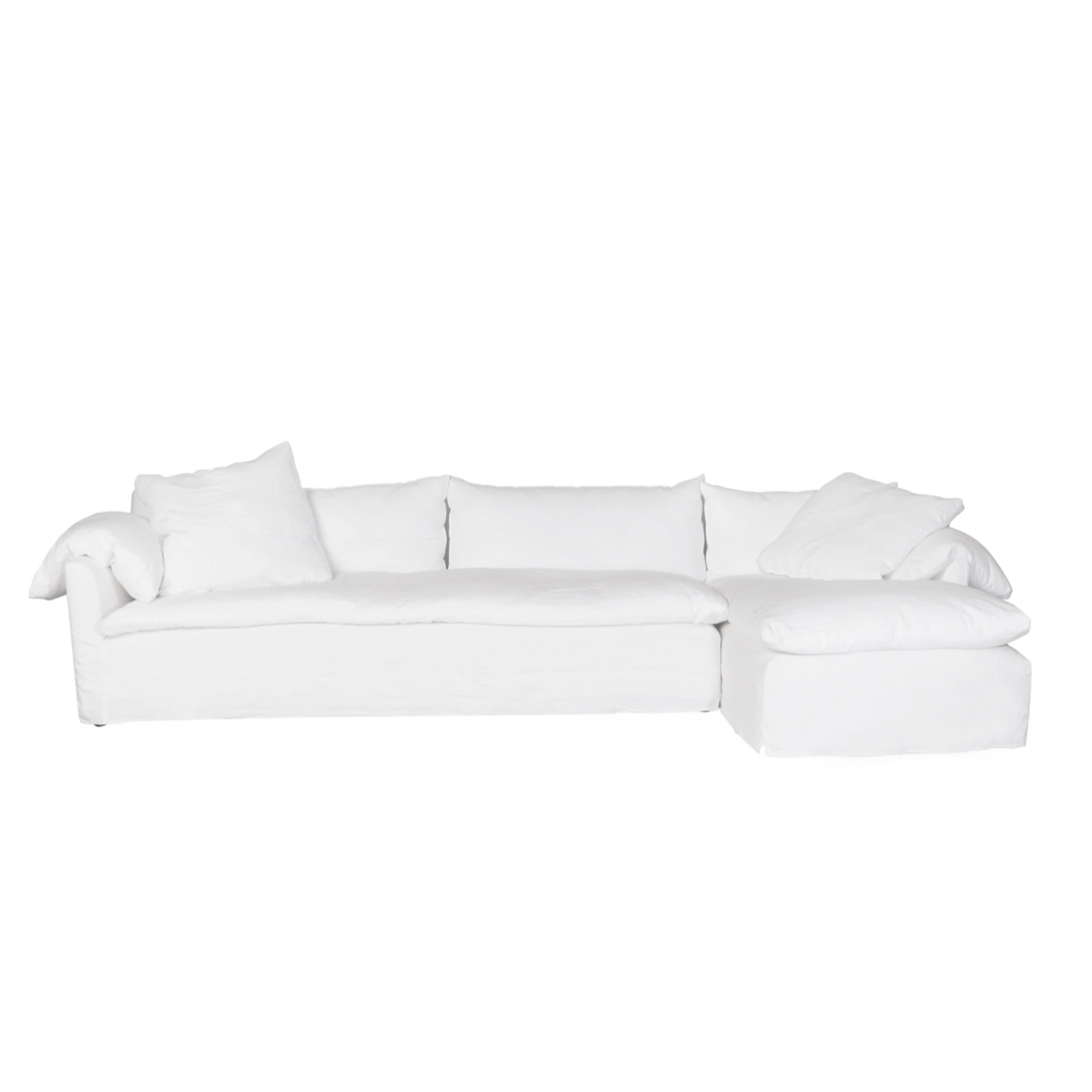 Donato White Slipcovered Linen Sectional with Chaise | shipping 10/29/2025