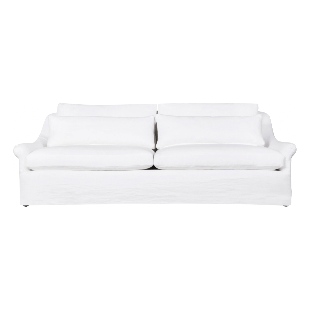 This charming Genevieve Sofa Family has a distinctive look that will elevate your space with a touch of whimsy. With two-over-two cushions and lumbar pillows, the Genevieve perfectly blends style and comfort in your home. Photographed in Brevard Ivory.