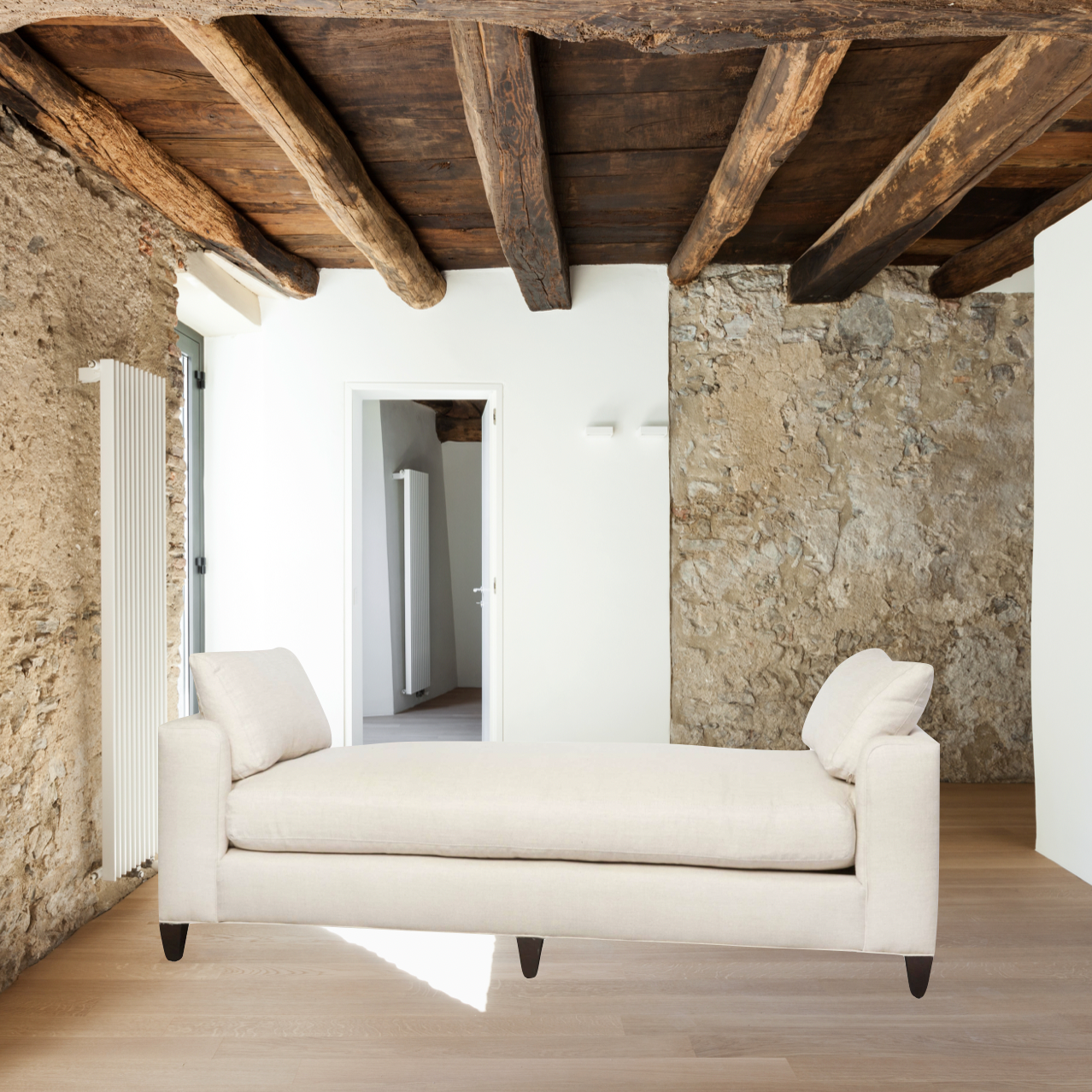 The Cisco Brothers Gunner Daybed 72" is designed and constructed in Los Angeles. The clean lines and comfy seat make this the perfect daybed to have in your office, lounge area, or other area of your home.   Size: 72"w x 23"h x 30"d Seat Space: 51"w x 30"d x 20"h