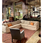 Louis 2 Arm in Donovan Stone Fabric