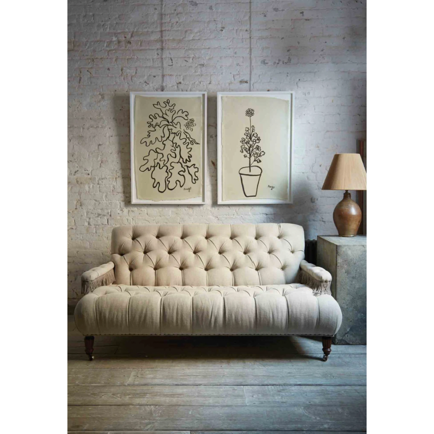 Featuring JD Coop 64" Sofa by Cisco Brothers at Amethyst Home. We love the fringe detail found on the arms of this Coop Sofa - John Derian by Cisco Home. A modern twist to a vintage look for any living room, bedroom, or other space!
Overall: 64"W x 31"H x 34"DSitting Space: 57"w x 22"dSeat Height: 17"hArm Height: 21"hWeight: 111lbsLeg: 7.75"h. Amethyst Home provides interior design, new home construction design consulting, vintage area rugs, and lighting in the Nashville metro area.