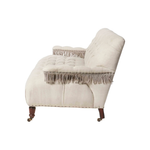Featuring JD Coop 64" Sofa by Cisco Brothers at Amethyst Home. We love the fringe detail found on the arms of this Coop Sofa - John Derian by Cisco Home. A modern twist to a vintage look for any living room, bedroom, or other space!
Overall: 64"W x 31"H x 34"DSitting Space: 57"w x 22"dSeat Height: 17"hArm Height: 21"hWeight: 111lbsLeg: 7.75"h. Amethyst Home provides interior design, new home construction design consulting, vintage area rugs, and lighting in the Austin metro area.