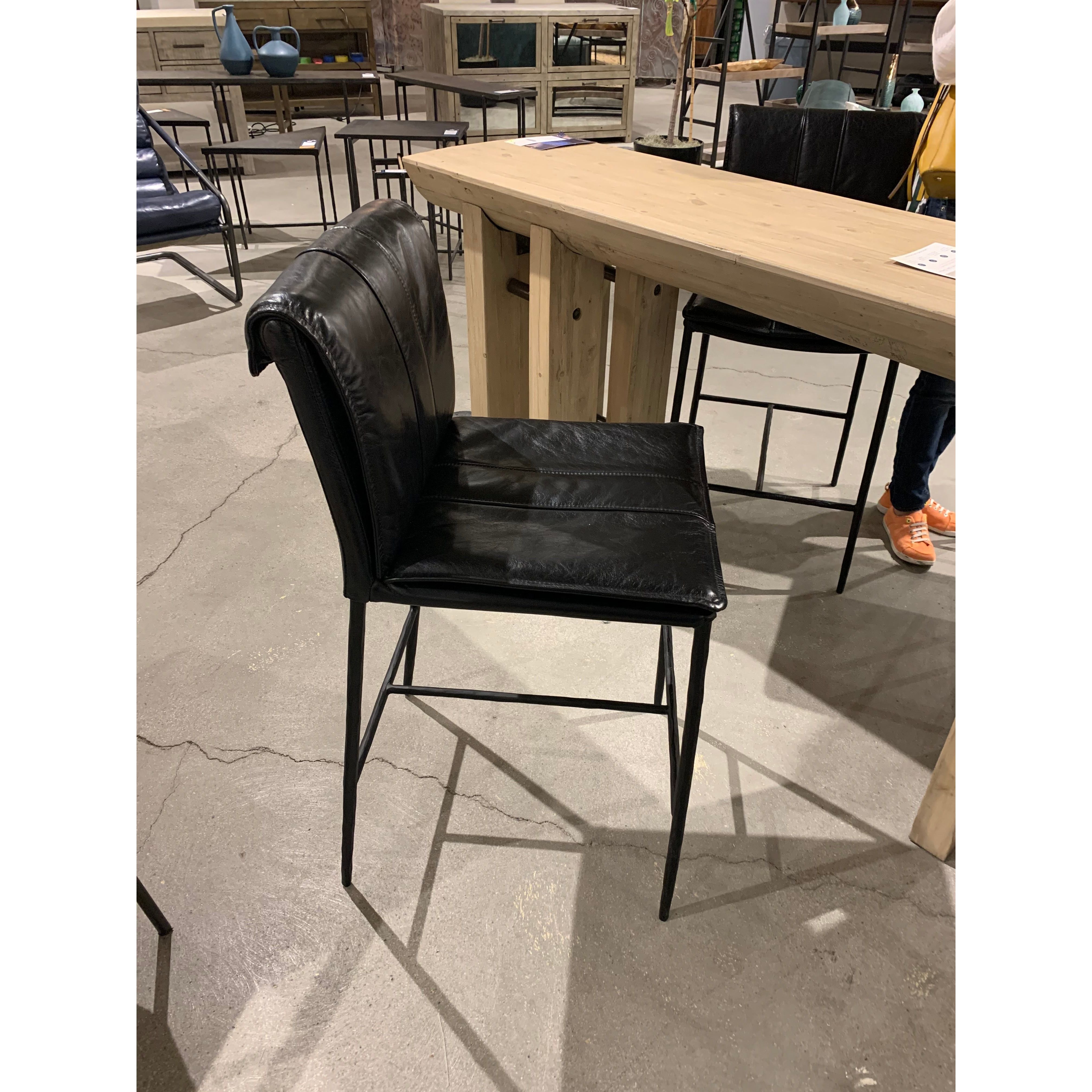 We the love the sleek look the black top grain leather brings to this Mayer Bar + Counter Stool - Black -- the perfect stool for any kitchen or bar area. 