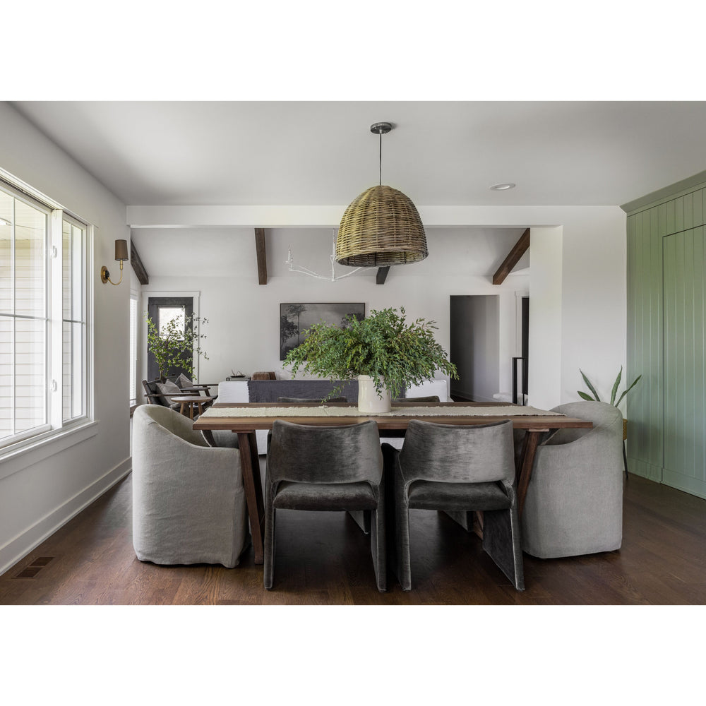 Heather Twill Stone Dining Chair with Casters | ready to ship!