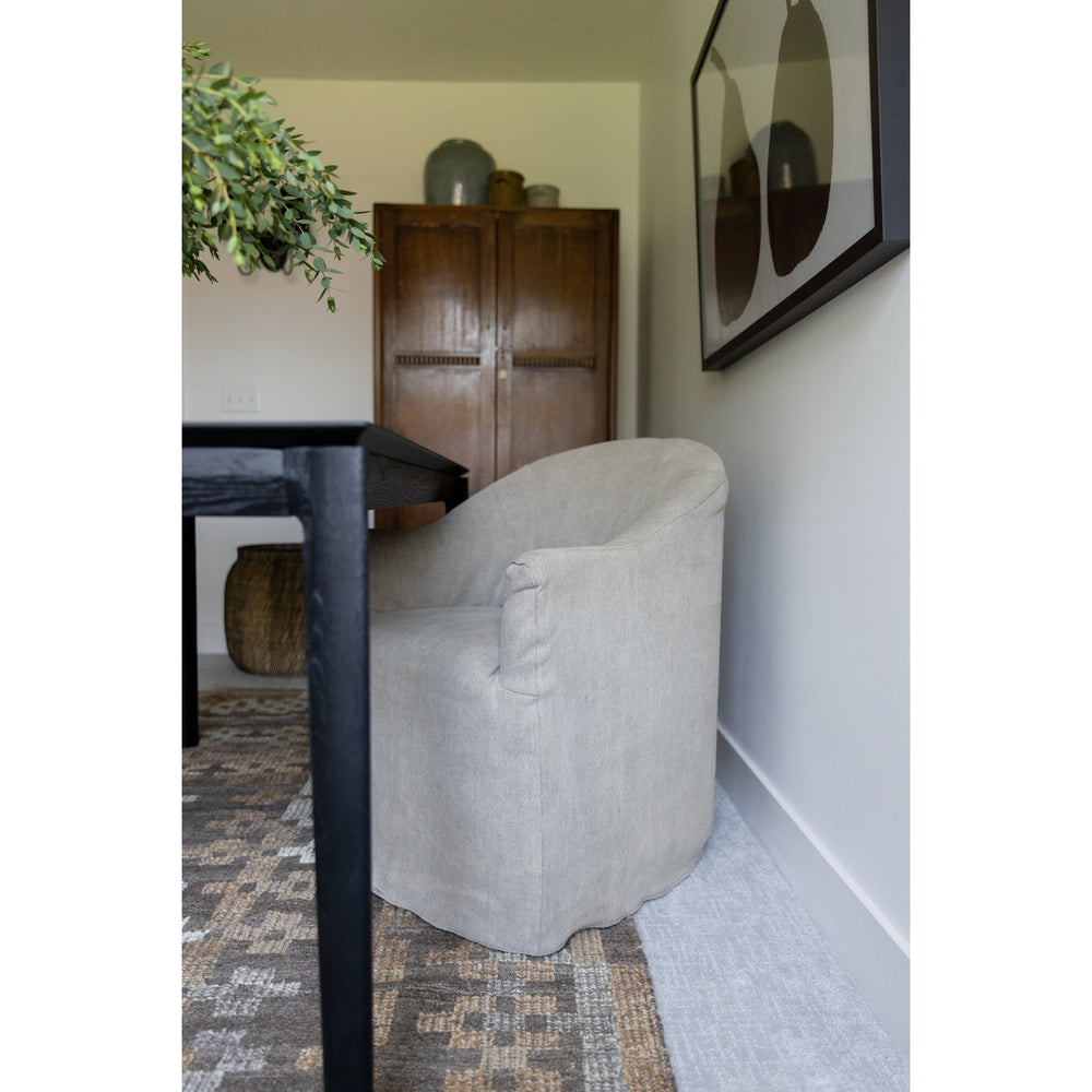 Heather Twill Stone Dining Chair with Casters | ready to ship!