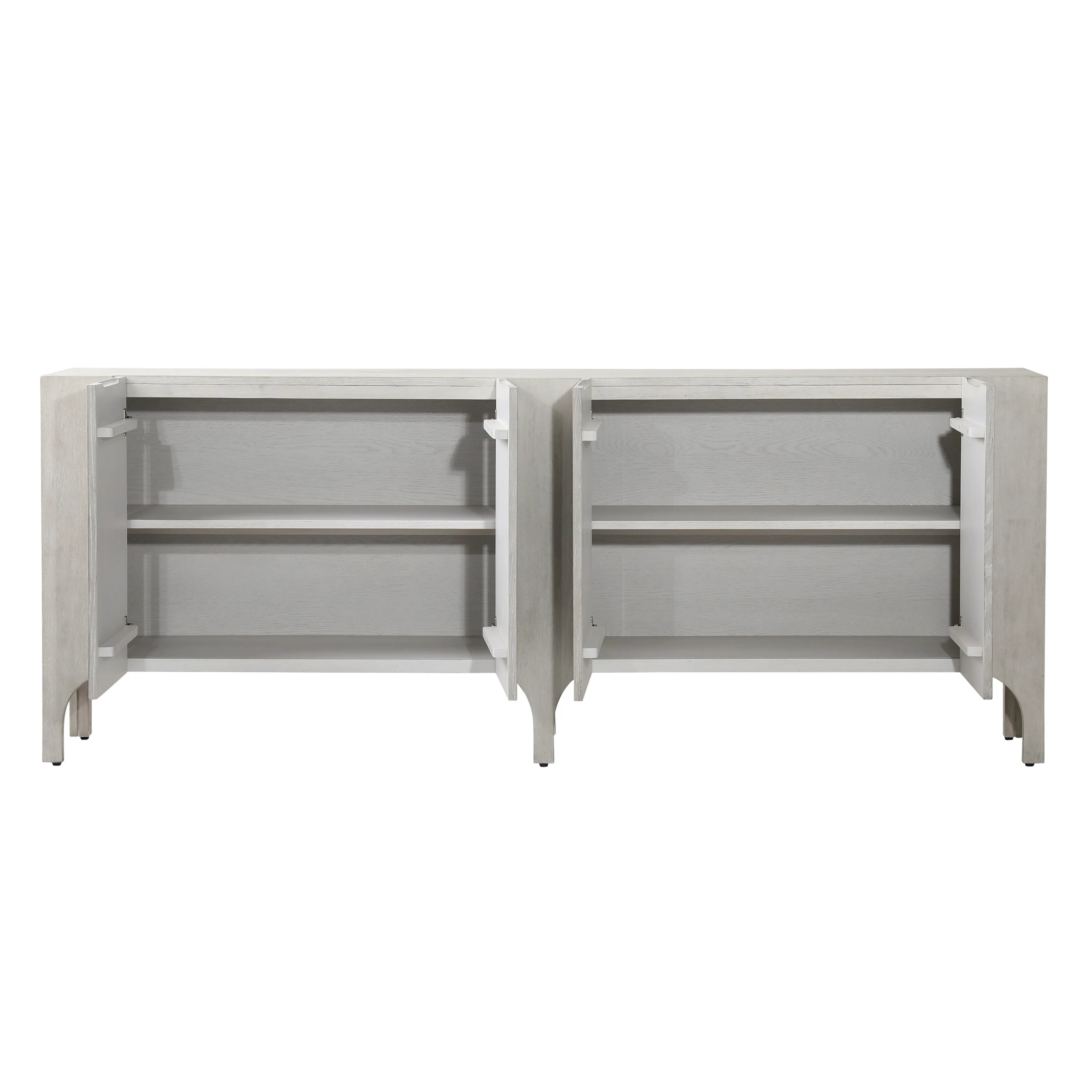 Featuring Maiya Sideboard by dovetail at Amethyst Home. A lovely and simple sideboard to store away your extra tableware and decor.
88"w x  18"d x 34"hMaterial : Rubber Wood and Oak Veneer. Amethyst Home provides interior design, new home construction design consulting, vintage area rugs, and lighting in the Laguna Beach metro area.