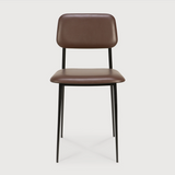 Featuring DC Dining Chair - Chocolate Leather by Ethnicraft at Amethyst Home. This DC Dining Chair is beautiful, minimalistic metal silhouette that would add an air of elegance to your dining table or kitchen. We love the details of the angled metal and the simplicity of this stunning chair.
Dimensions: 17"w x 19"d x 32.5"h Weight: 19 lbs
Seat Height: 20".  Amethyst Home provides interior design, new home construction design consulting, vintage area rugs, and lighting in the Alpharetta metro area.