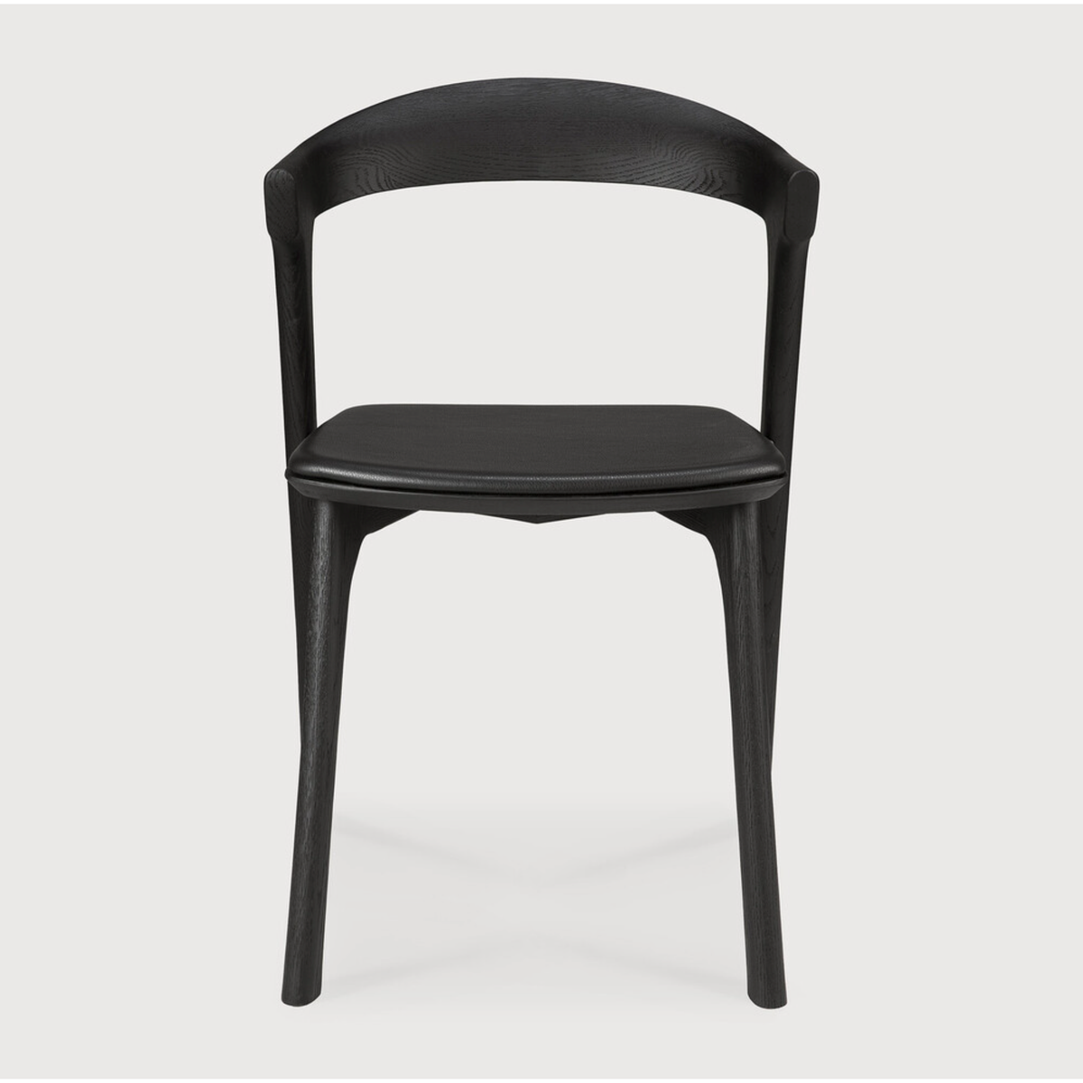 Oak Bok Dining Chair - Black - Black Leather | ready to ship!