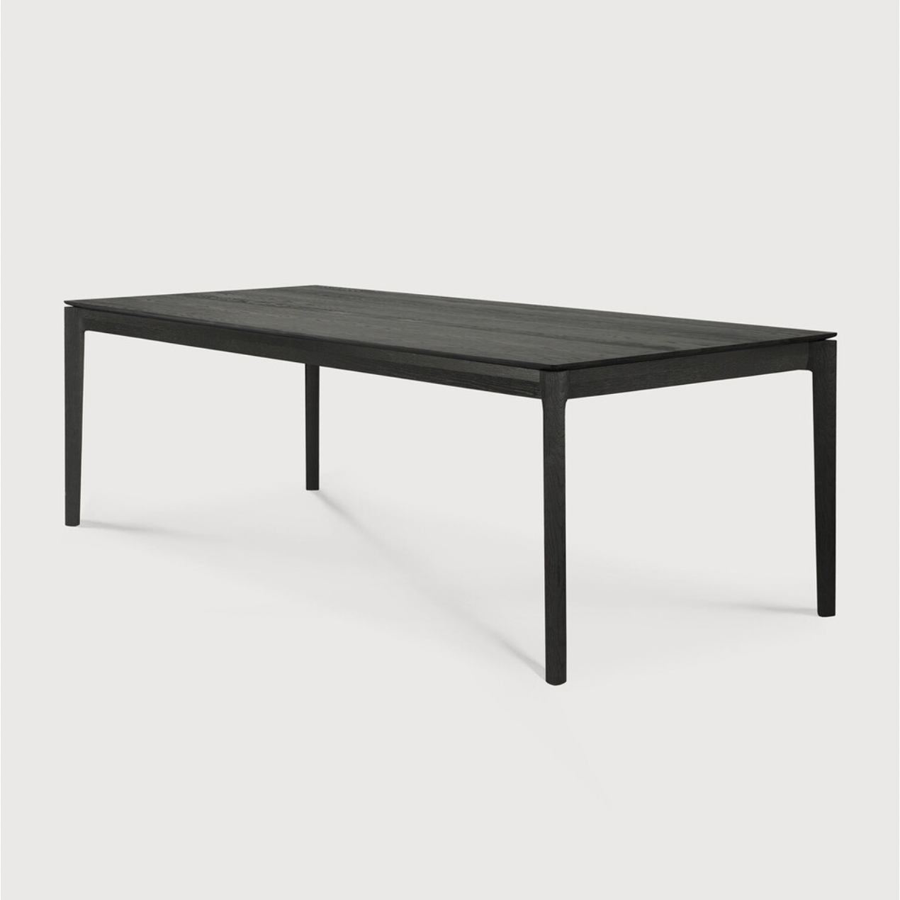 The airy shape yet rock solid construction make this Oak Bok Dining Table - Black a timeless and remarkable design to enjoy for years to come. Available in many sizes, this can fit any dining room or kitchen area.   Material: Oak, 100% Solid Wood Finish: Varnished