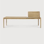 This Oak Bok Extendable Dining Table is perfect for families who want extra space when their kids, extended family, or guests come to celebrate! Its airy shape yet rock solid construction make this piece a timeless and remarkable design to enjoy for years to come.  Material: Oak, 100% Solid Wood Finish: Oiled