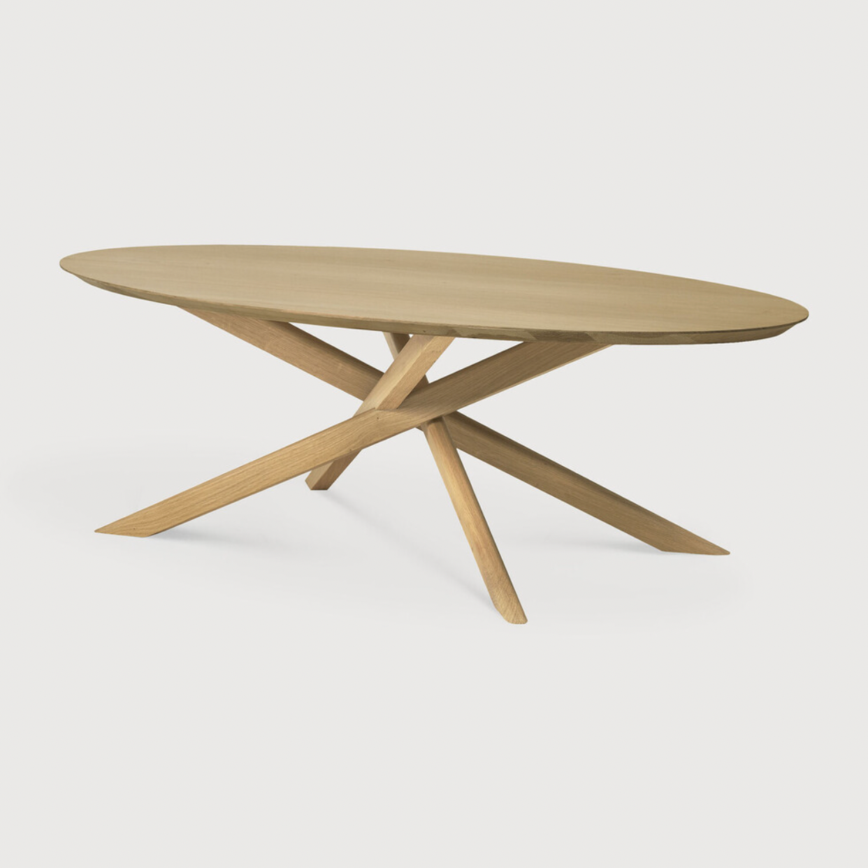 Featuring Oak Mikado Coffee Table by Ethnicraft at Amethyst Home. The Oak Mikado Coffee Table, designed by Alain van Havre, is a study of balance and symmetry. The interested base brings a unique look to any living room or lounge area!
Oval Dimension: 56.5"w x 26.5"d x 17"h Weight: 35 lbs
Round Dimension: 39.5"w x 39.5"d x 17"hWeight: 40 lbs
Material: .  Amethyst Home provides interior design, new home construction design consulting, vintage area rugs, and lighting in the Winter Garden metro area.