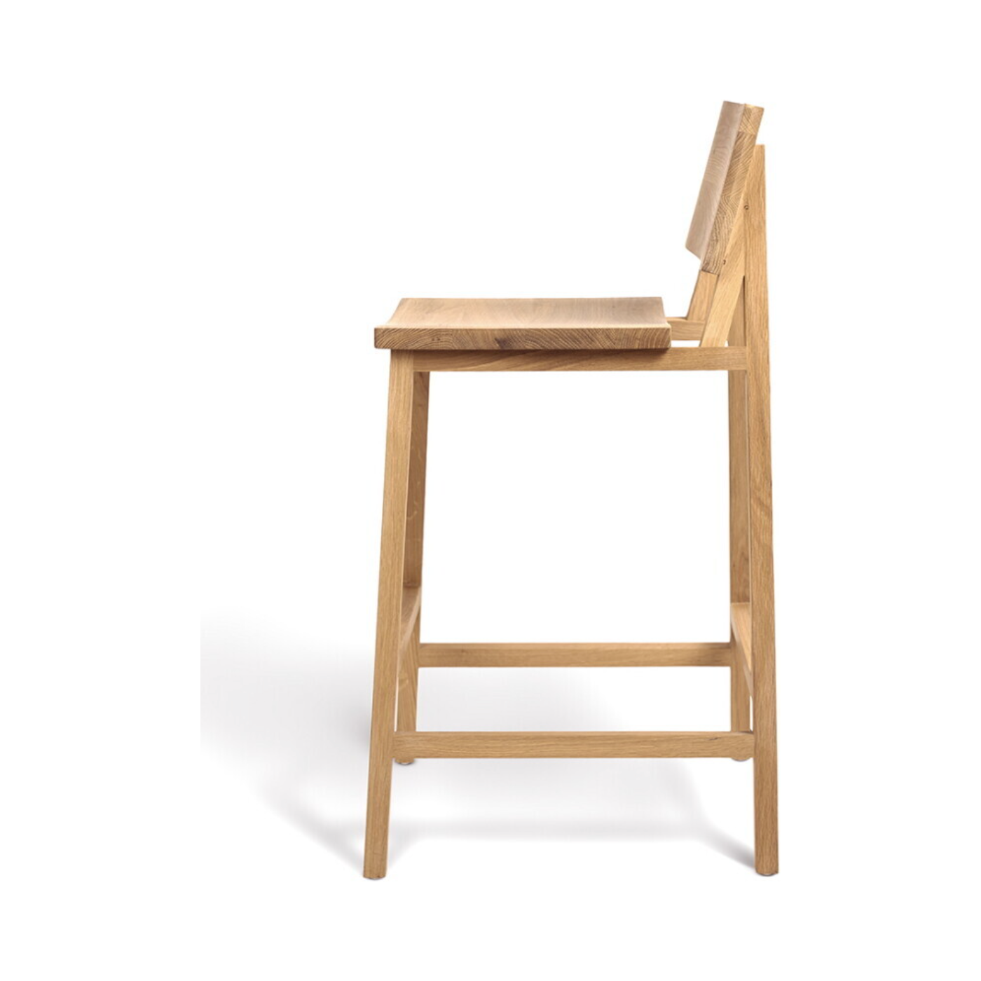 We love the versatility of this Oak N3 counter stool. Designed by Nathan Yong, this stool is a timeless piece that adds both modern lines and a cozy organic aesthetic to your bar area or kitchen island.  Dimensions: 19.5"w x 20"d x 36"h Seat Height: 26"  Material: Oak, 100% Solid Wood Finish: Oiled 