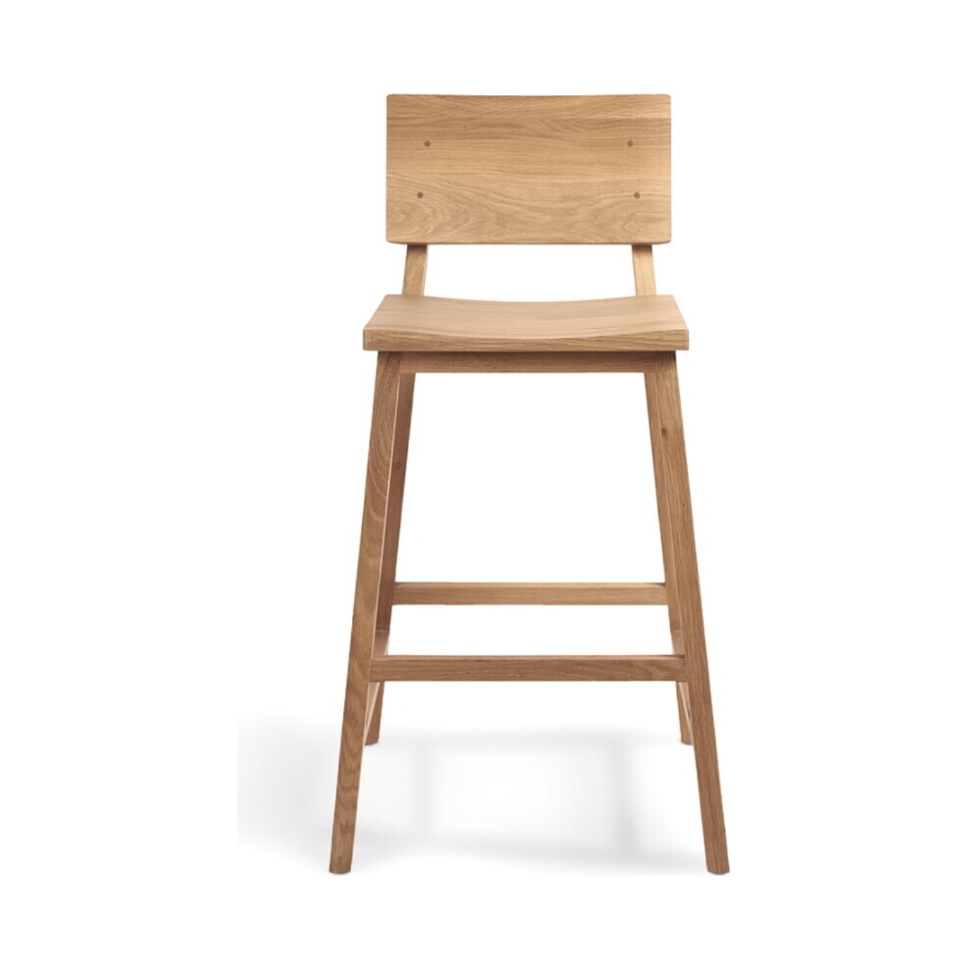We love the versatility of this Oak N3 counter stool. Designed by Nathan Yong, this stool is a timeless piece that adds both modern lines and a cozy organic aesthetic to your bar area or kitchen island.  Dimensions: 19.5"w x 20"d x 36"h Seat Height: 26"  Material: Oak, 100% Solid Wood Finish: Oiled 
