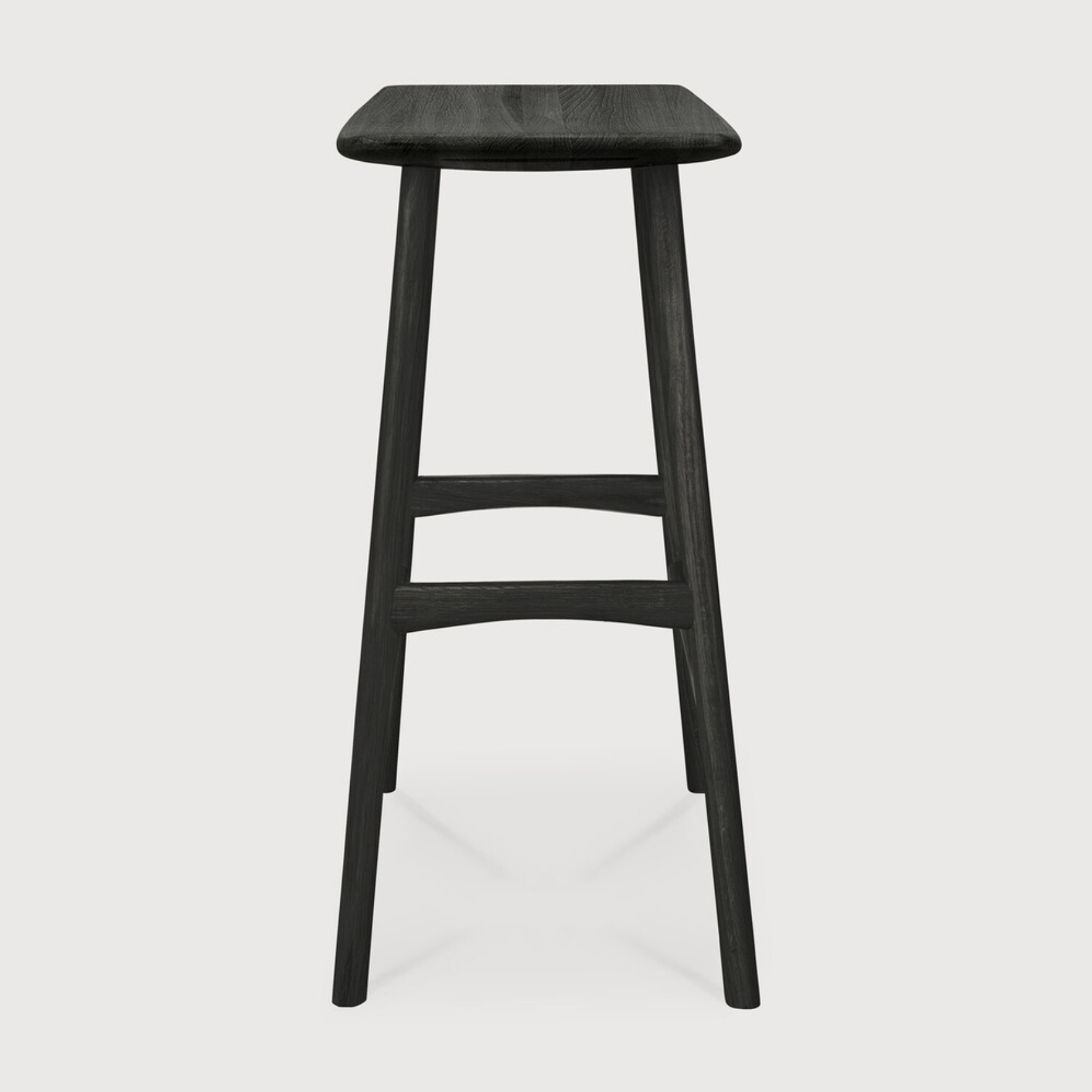 We love the versatility of this Oak Osso Bar + Counter Stool - Black.  A sleek piece to add in your bar area, kitchen island, or a standing desk stool.   Bar Dimensions: 22.5"w x 13"d x 31.5"h Seat Height: 30.5"  Counter Dimensions: 22.5"w x 14.5"d x 24.5"h Seat Height: 23"  Material: Oak, 100% Solid Wood Finish: Varnished