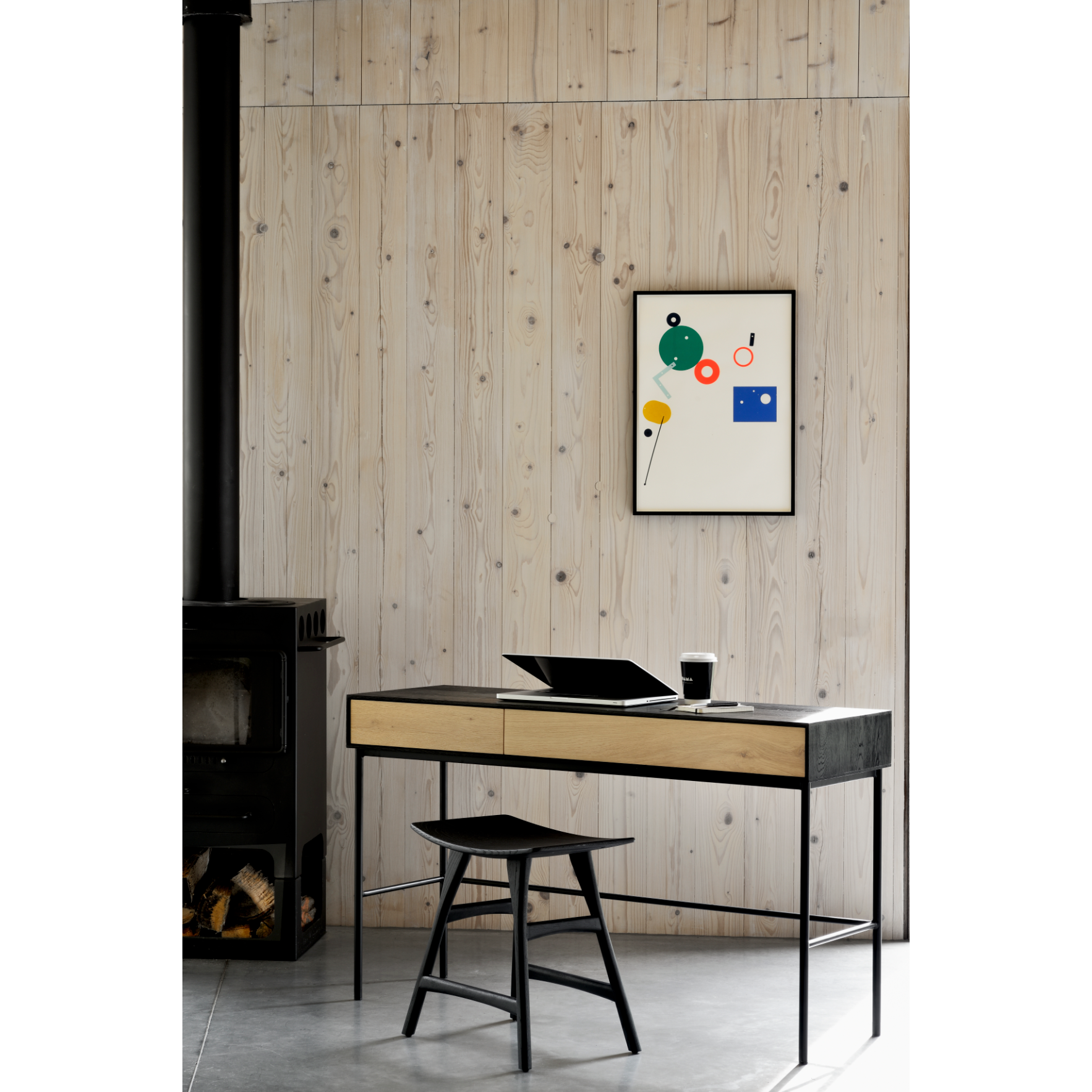 We love the versatility of this Oak Osso Bar + Counter Stool - Black.  A sleek piece to add in your bar area, kitchen island, or a standing desk stool.   Bar Dimensions: 22.5"w x 13"d x 31.5"h Seat Height: 30.5"  Counter Dimensions: 22.5"w x 14.5"d x 24.5"h Seat Height: 23"  Material: Oak, 100% Solid Wood Finish: Varnished