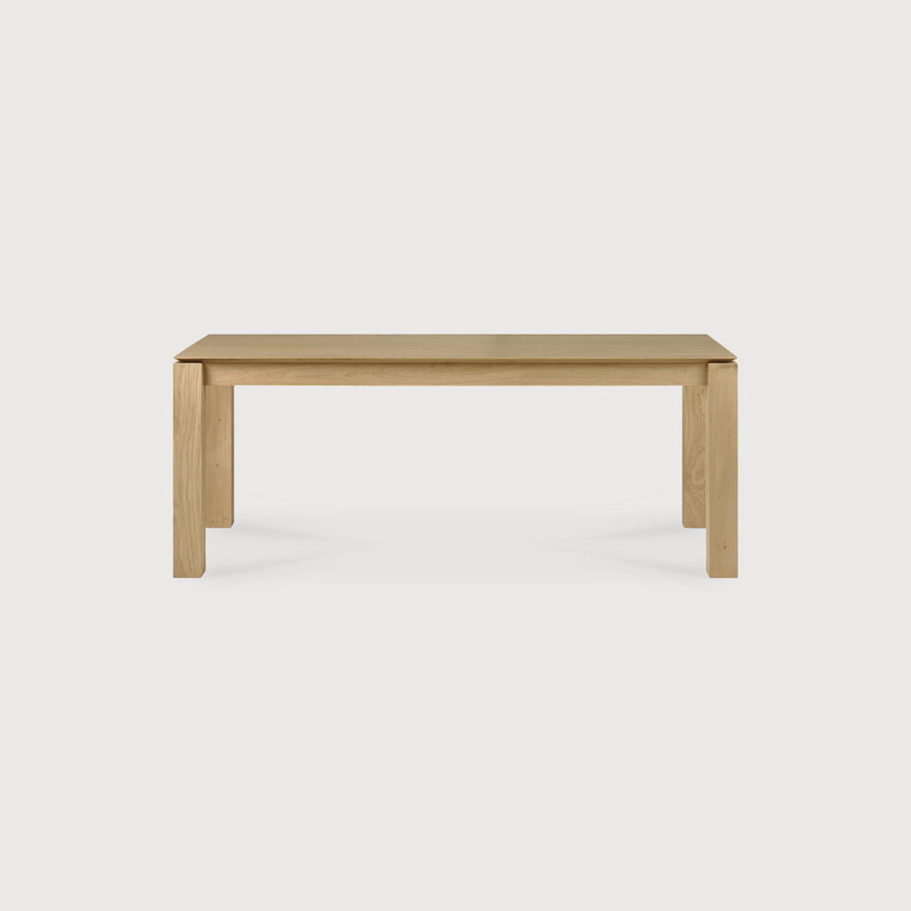 Featuring Oak Slice Dining Table by Ethnicraft at Amethyst Home. A seemingly simple and straightforward piece, the Oak Slice Dining Table features subtle corner details that add playful sophistication to the functional piece. A piece to gather your family and friends around for years to come. 
Material: Oak, 100% Solid WoodFinish: Oil
Dimensions 63": 63"w.  Amethyst Home provides interior design, new home construction design consulting, vintage area rugs, and lighting in the Washington metro area.