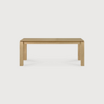 Featuring Oak Slice Dining Table by Ethnicraft at Amethyst Home. A seemingly simple and straightforward piece, the Oak Slice Dining Table features subtle corner details that add playful sophistication to the functional piece. A piece to gather your family and friends around for years to come. 
Material: Oak, 100% Solid WoodFinish: Oil
Dimensions 63": 63"w.  Amethyst Home provides interior design, new home construction design consulting, vintage area rugs, and lighting in the Washington metro area.