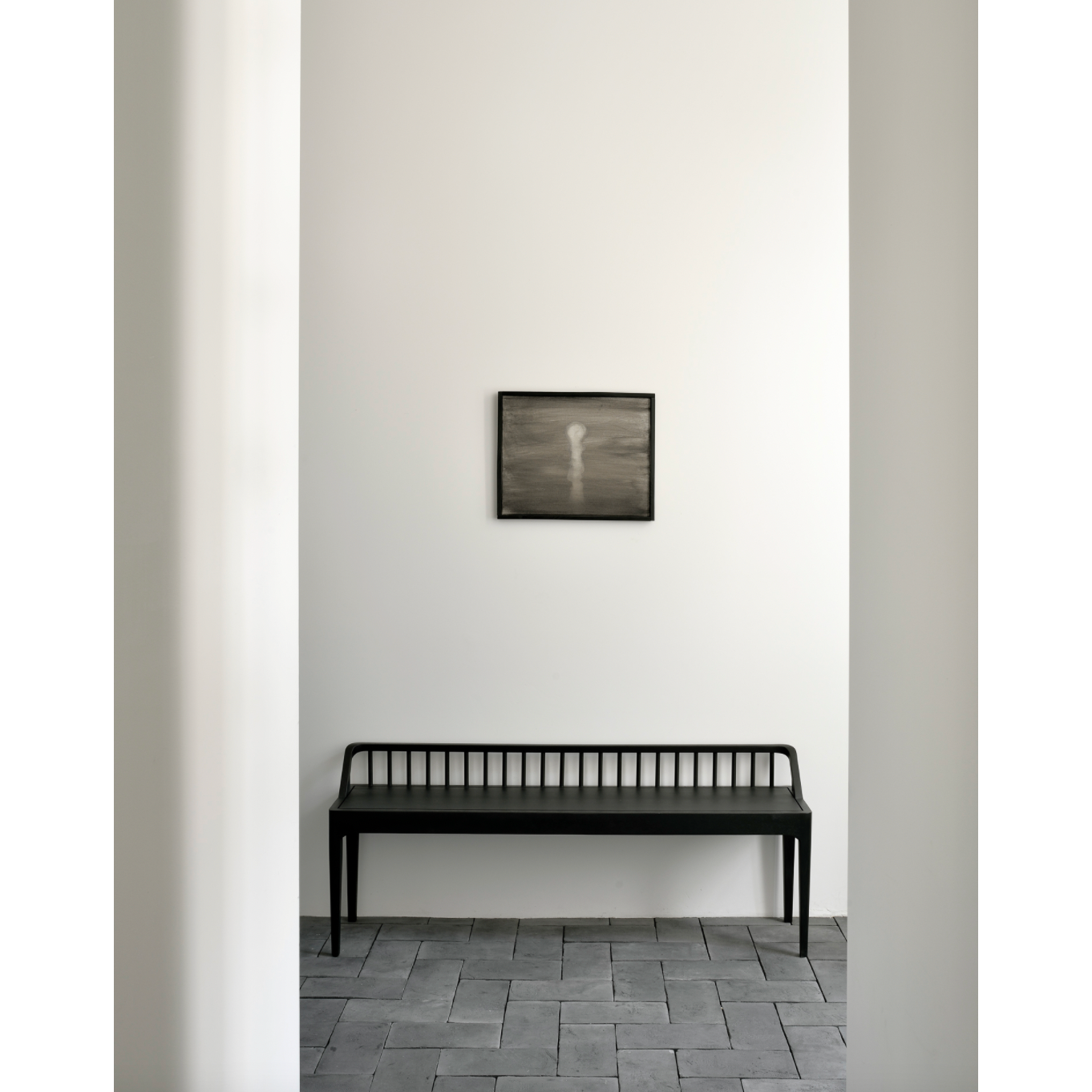 Wherever you choose to place it, this Oak Spindle Bench in solid oak is a striking piece. We'd love to see this styled with an Amethyst Pillow in your entryway, bedroom, or other space!  Dimensions: 59.5"w x 14"d x 24"h  Seat Height: 18" Weight: 28 lbs Material: Oak, 100% Solid Wood Finish: Varnished