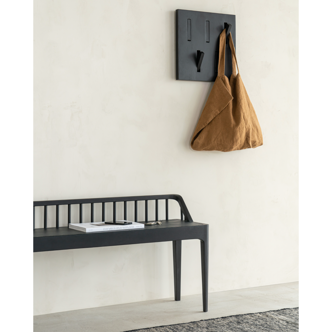 Wherever you choose to place it, this Oak Spindle Bench in solid oak is a striking piece. We'd love to see this styled with an Amethyst Pillow in your entryway, bedroom, or other space!  Dimensions: 59.5"w x 14"d x 24"h  Seat Height: 18" Weight: 28 lbs Material: Oak, 100% Solid Wood Finish: Varnished