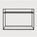 We love that the Stone console is an even mix of contemporary and glamorous elements bringing a touch of chic style to your entry way or living room. With its modern open metal frame and its pristine marble, we admire the simple lines and sleek design by designer, Djordje Cukanovic.  Dimensions: 47.5"w x 16"d x 34"h  Weight: 91 lbs  Material: Marble top, black metal frame\