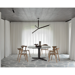 This Teak Bok Dining Chair features an airy shape with rock-solid construction,  making this piece a timeless and remarkable design to enjoy for years to come. Pair with a dining table or stand-alone against a wall, hallway, or end of the bed! Designed by Alain can Havre  Dimensions: 20"w x 21.5"d x 30"h  Weight: 12 lbs  Seat Height: 18"  Material: Oak, 100% solid wood Finish: Varnished