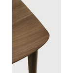 This Teak Bok Dining Chair features an airy shape with rock-solid construction,  making this piece a timeless and remarkable design to enjoy for years to come. Pair with a dining table or stand-alone against a wall, hallway, or end of the bed! Designed by Alain can Havre  Dimensions: 20"w x 21.5"d x 30"h  Weight: 12 lbs  Seat Height: 18"  Material: Oak, 100% solid wood Finish: Varnished