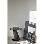 We love the unique base of this Teak Oblic Side Table - Black. Place near your sofa, bed side table, or accent chair to completely elevate the space!  Dimensions: 20.5"w x 20.5"d x 19.5"h  Weight: 21 lbs  Material: Teak, 100% Solid Wood Finish: Varnished