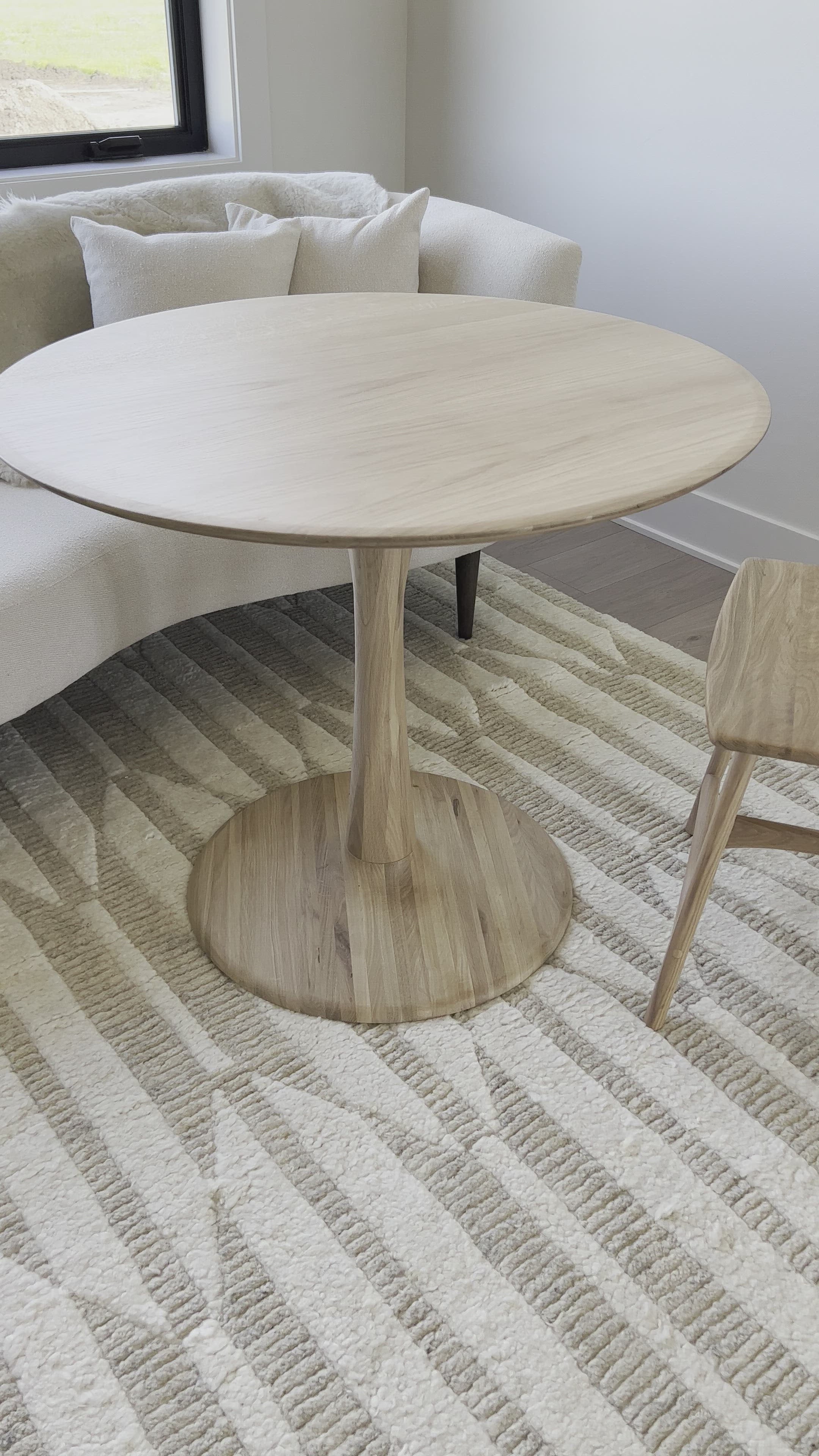 Load video: Oak Round Torsion Dining Table