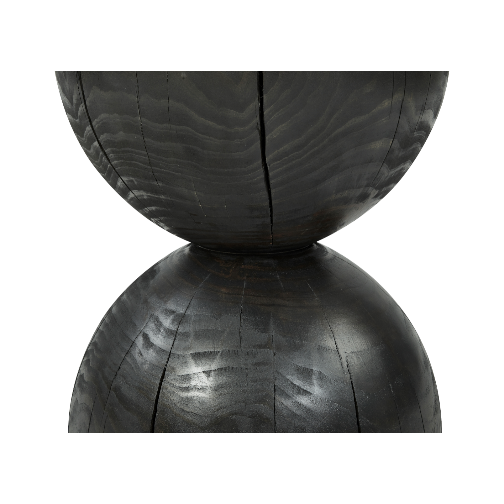 Solid black-finished pine sculpts an hourglass silhouette for an organic look with ths Aliza End Table. Makes for a handy extra surface solo or paired! Due to materials' natural essence, cracks are to be expected and may develop over time. Knots, color variance and stain will vary from piece to piece - no two are alike.