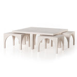Featuring Amara Coffee Table by Four Hands at Amethyst Home. Meet a forward-thinking oak coffee table as stylish as it is functional with this Amara Coffee Table. We love the beautifully arched sides with four separate nesting tables that slide out to create ample extra surfaces as needed, tucking back under with ease.
Overall Dimensions: 47.25"W x 47.25"L.  Amethyst Home provides interior design, new home construction design consulting, vintage area rugs, and lighting in the San Diego metro area.