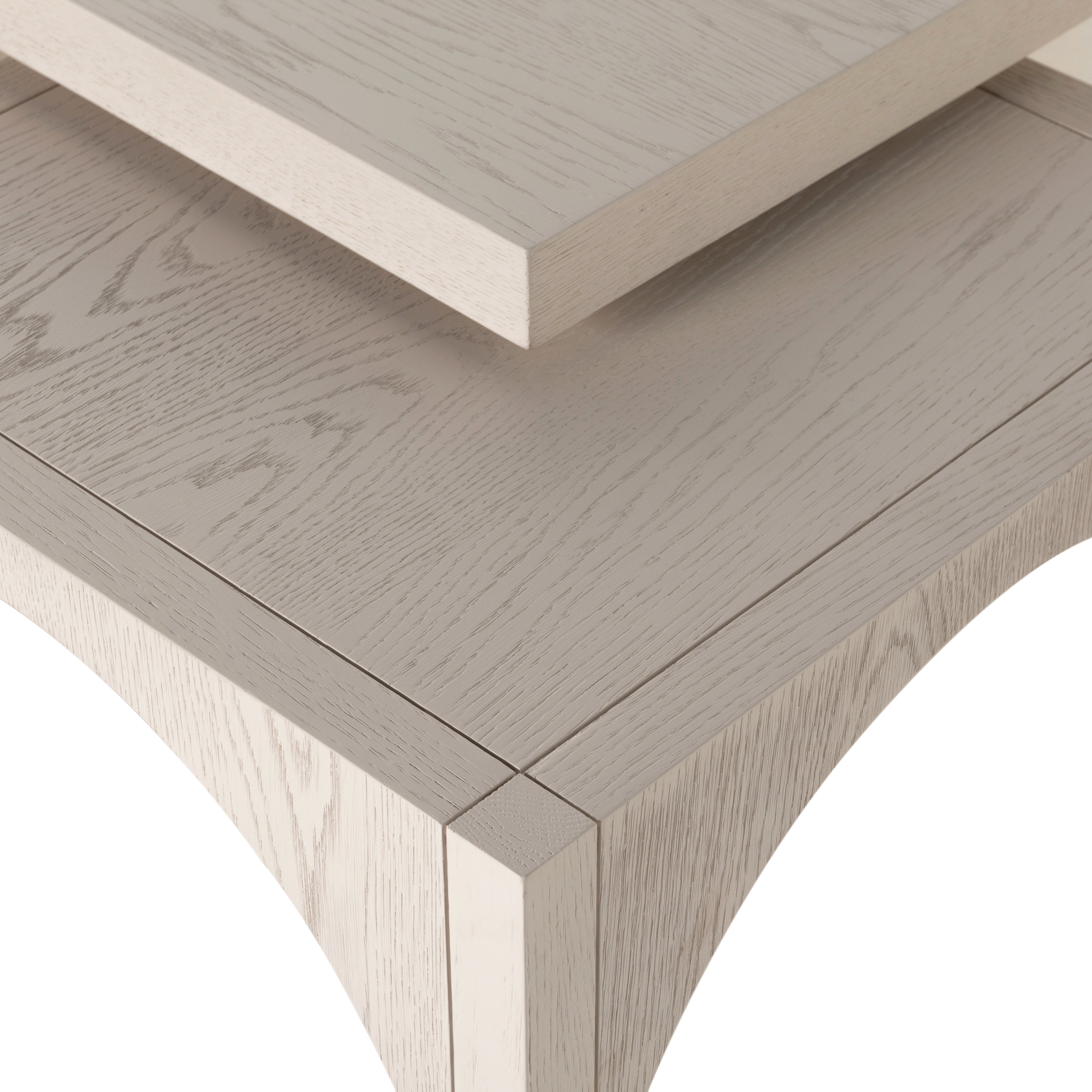 Featuring Amara Coffee Table by Four Hands at Amethyst Home. Meet a forward-thinking oak coffee table as stylish as it is functional with this Amara Coffee Table. We love the beautifully arched sides with four separate nesting tables that slide out to create ample extra surfaces as needed, tucking back under with ease.
Overall Dimensions: 47.25"W x 47.25"L.  Amethyst Home provides interior design, new home construction design consulting, vintage area rugs, and lighting in the San Diego metro area.