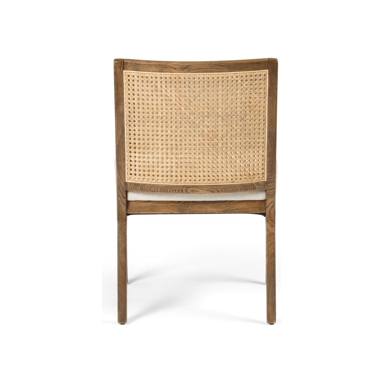 The love the retro style the natural cane of this Antonia Cane Toasted Nettlewood Armless Dining Chair brings to a dining room.   Overall Dimensions: 22.50"w x 23.50"d x 33.00"h Seat Depth: 19.25" Seat Height: 19.5"  Colors: Natural Cane, Toasted Nettlewood, Savile Flax Materials: Cane, Solid Nettlewood, 92% Pl, 8% Li