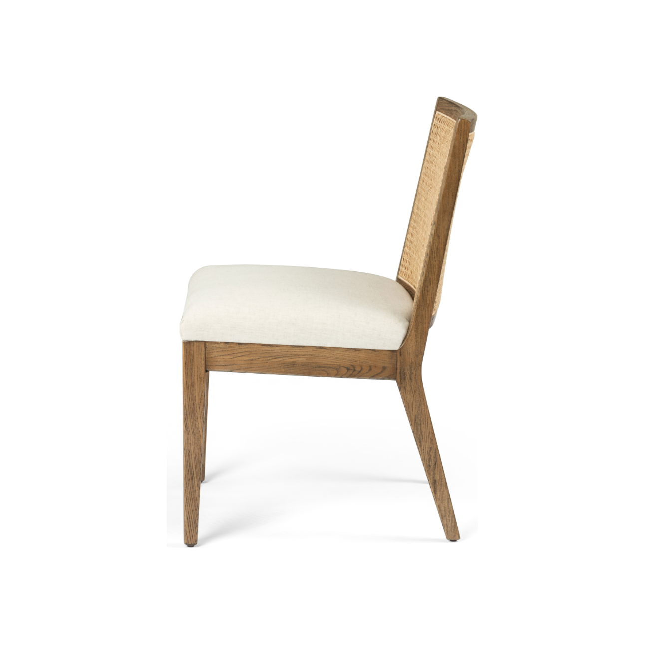 The love the retro style the natural cane of this Antonia Cane Toasted Nettlewood Armless Dining Chair brings to a dining room.   Overall Dimensions: 22.50"w x 23.50"d x 33.00"h Seat Depth: 19.25" Seat Height: 19.5"  Colors: Natural Cane, Toasted Nettlewood, Savile Flax Materials: Cane, Solid Nettlewood, 92% Pl, 8% Li