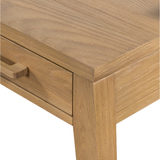 Featuring Armstrong Desk - Burnished Oak by Four Hands at Amethyst Home. With dramatically tapered legs and a slender silhouette, this Armstrong Desk - Burnished Oak is made of light-burnished oak and places a femme, functional twist on mid-century styling. Dual drawers plus an open center cubby for handy office supply storage.
Overall Dimensions: 55.50"W.  Amethyst Home provides interior design, new home construction design consulting, vintage area rugs, and lighting in the Des Moines metro area.