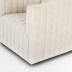 Featuring Augustine Swivel Chair - Cream by Four Hands at Amethyst Home. You will love the dramatic channeling of this Augustine Cream Swivel Chair. The swivel feature sets this apart from other chairs and is a great choice for any living room or media room. This chair is comfort wrapped in soft linen blend making this everyone's favorite chair.Overall Dim.  Amethyst Home provides interior design, new home construction design consulting, vintage area rugs, and lighting in the Park City metro area.