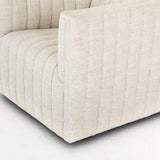 Featuring Augustine Swivel Chair - Cream by Four Hands at Amethyst Home. You will love the dramatic channeling of this Augustine Cream Swivel Chair. The swivel feature sets this apart from other chairs and is a great choice for any living room or media room. This chair is comfort wrapped in soft linen blend making this everyone's favorite chair.Overall Dim.  Amethyst Home provides interior design, new home construction design consulting, vintage area rugs, and lighting in the Park City metro area.