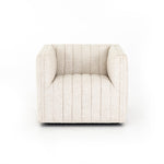 Featuring Augustine Swivel Chair - Cream by Four Hands at Amethyst Home. You will love the dramatic channeling of this Augustine Cream Swivel Chair. The swivel feature sets this apart from other chairs and is a great choice for any living room or media room. This chair is comfort wrapped in soft linen blend making this everyone's favorite chair.Overall Dimensi.  Amethyst Home provides interior design, new home construction design consulting, vintage area rugs, and lighting in the Miami metro area.