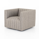 You will love the dramatic channeling of this Augustine Swivel Chair - Orly Natural. The swivel feature sets this apart from other chairs and is a great choice for any living room or media room. This chair is comfort wrapped in soft linen blend making this everyone's favorite chair.  Overall Dimensions: 32.00"w x 34.00"d x 26.50"h