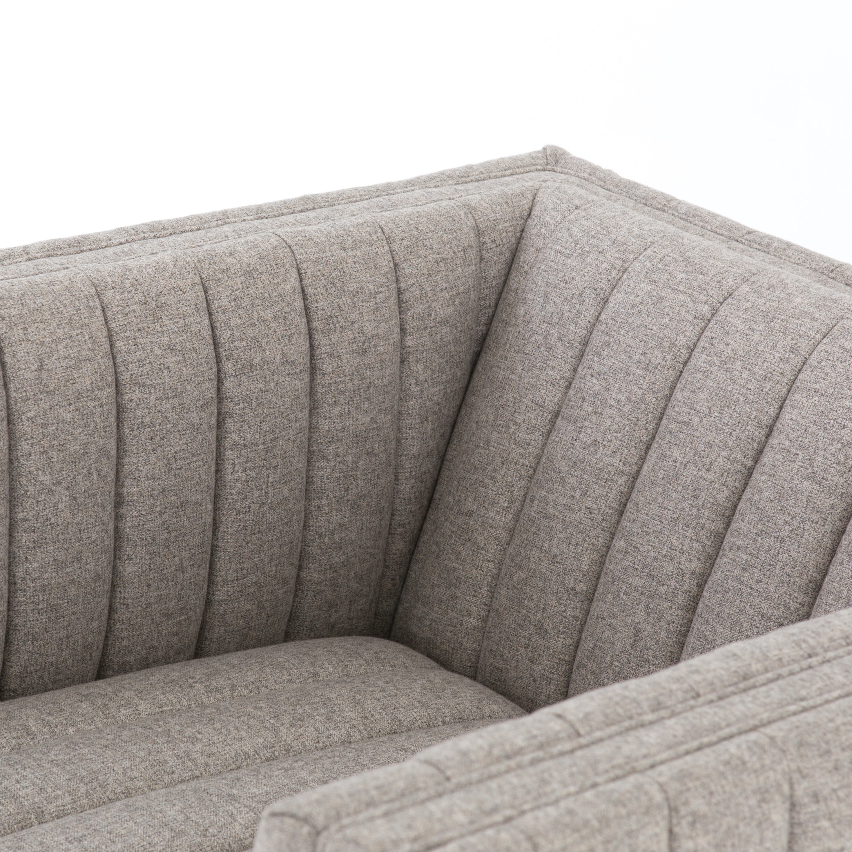 You will love the dramatic channeling of this Augustine Swivel Chair - Orly Natural. The swivel feature sets this apart from other chairs and is a great choice for any living room or media room. This chair is comfort wrapped in soft linen blend making this everyone's favorite chair.  Overall Dimensions: 32.00"w x 34.00"d x 26.50"h