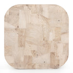 Made from bleached ash burl, this Blanco Coffee Table - Bleached Burl is a soft-squared tabletop featuring a patchwork pattern to bring novel movement to the modern coffee table. Finished in an ashen walnut, mahogany veneer sides and an inset base complete a beautifully light look for any living room or lounge area.   Overall Dimensions: 40.00"w x 40.00"d x 16.00"h