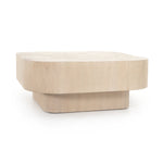 Made from bleached ash burl, this Blanco Coffee Table - Bleached Burl is a soft-squared tabletop featuring a patchwork pattern to bring novel movement to the modern coffee table. Finished in an ashen walnut, mahogany veneer sides and an inset base complete a beautifully light look for any living room or lounge area.   Overall Dimensions: 40.00"w x 40.00"d x 16.00"h