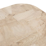 Made from bleached ash burl, this Blanco Coffee Table - Bleached Burl is a soft-squared tabletop featuring a patchwork pattern to bring novel movement to the modern coffee table. Finished in an ashen walnut, mahogany veneer sides and an inset base complete a beautifully light look for any living room or lounge area.   Overall Dimensions: 40.00"w x 40.00"d x 16.00"h