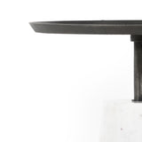 Featuring Cronos End Table - Polished White Marble by Four Hands at Amethyst Home. Simply sophisticated with this Cronos End Table - Polished White Marble. Finished in a polished white, a solid turned marble base supports a tray-style tabletop of grey-hammered iron, spurring beautifully eye-catching contrast for any living room or bedroom. 
Overall Dimens.  Amethyst Home provides interior design, new home construction design consulting, vintage area rugs, and lighting in the Des Moines metro area.