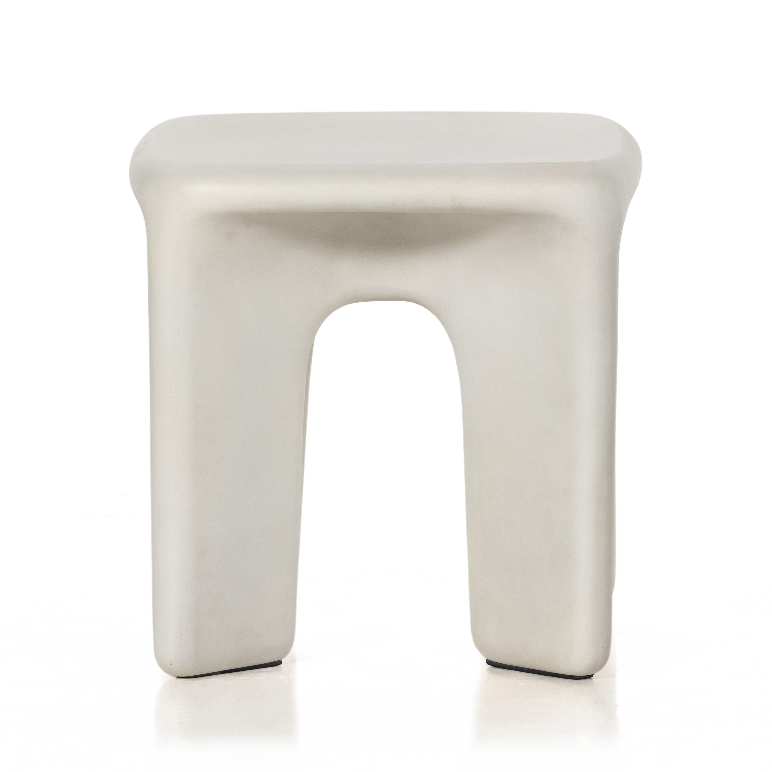 A minimalist dream, this Dante End Table - White Concrete is made from white-finished cast concrete with soft, chunky proportions. This would elevate the space for any living room or lounge area.    Overall Dimensions: 19.00"w x 19.00"d x 19.00"h