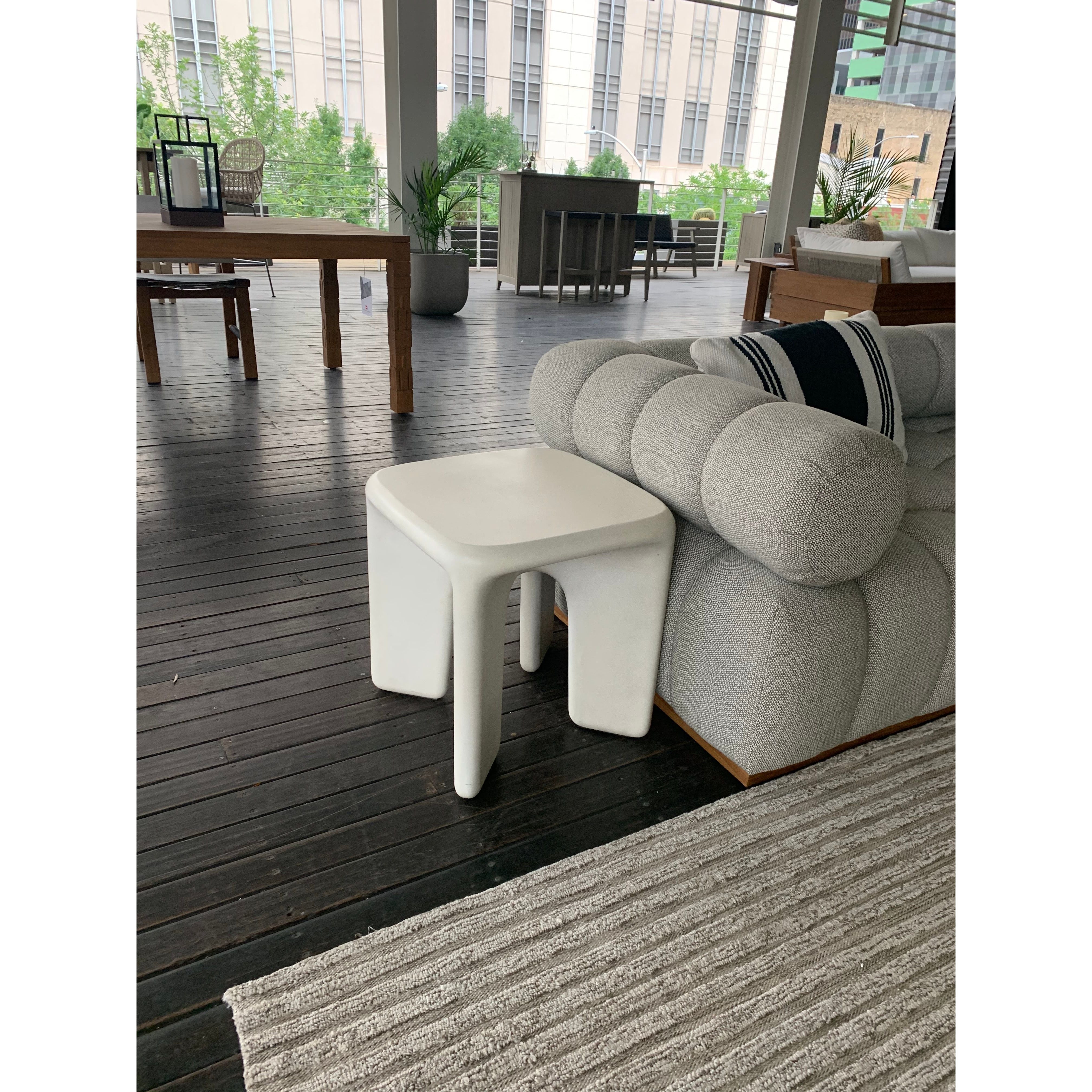 Featuring Dante End Table - White Concrete by Four Hands at Amethyst Home. A minimalist dream, this Dante End Table - White Concrete is made from white-finished cast concrete with soft, chunky proportions. This would elevate the space for any living room or lounge area.  
Overall Dimensions: 19"W x 19"L x 19"H
Colors: White ConcreteMaterials: Concrete.  Amethyst Home provides interior design, new home construction design consulting, vintage area rugs, and lighting in the Salt Lake City metro area.